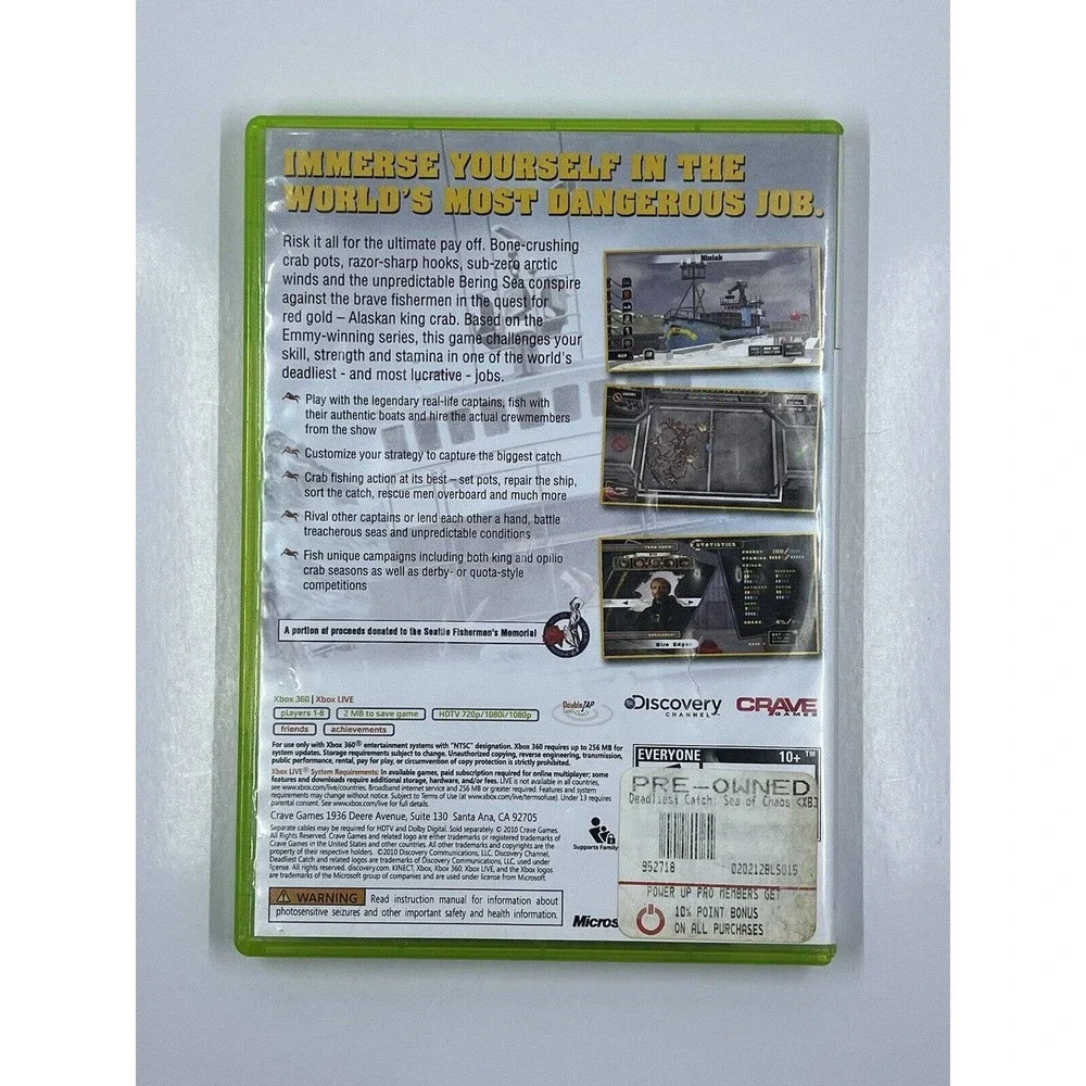 Xbox 360 Deadliest Catch: Sea of Chaos Microsoft cib